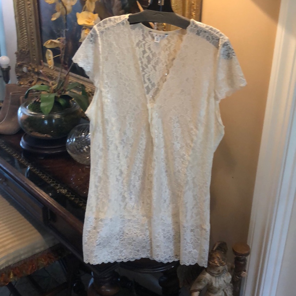 Cabi Blouse xl sheer Lace